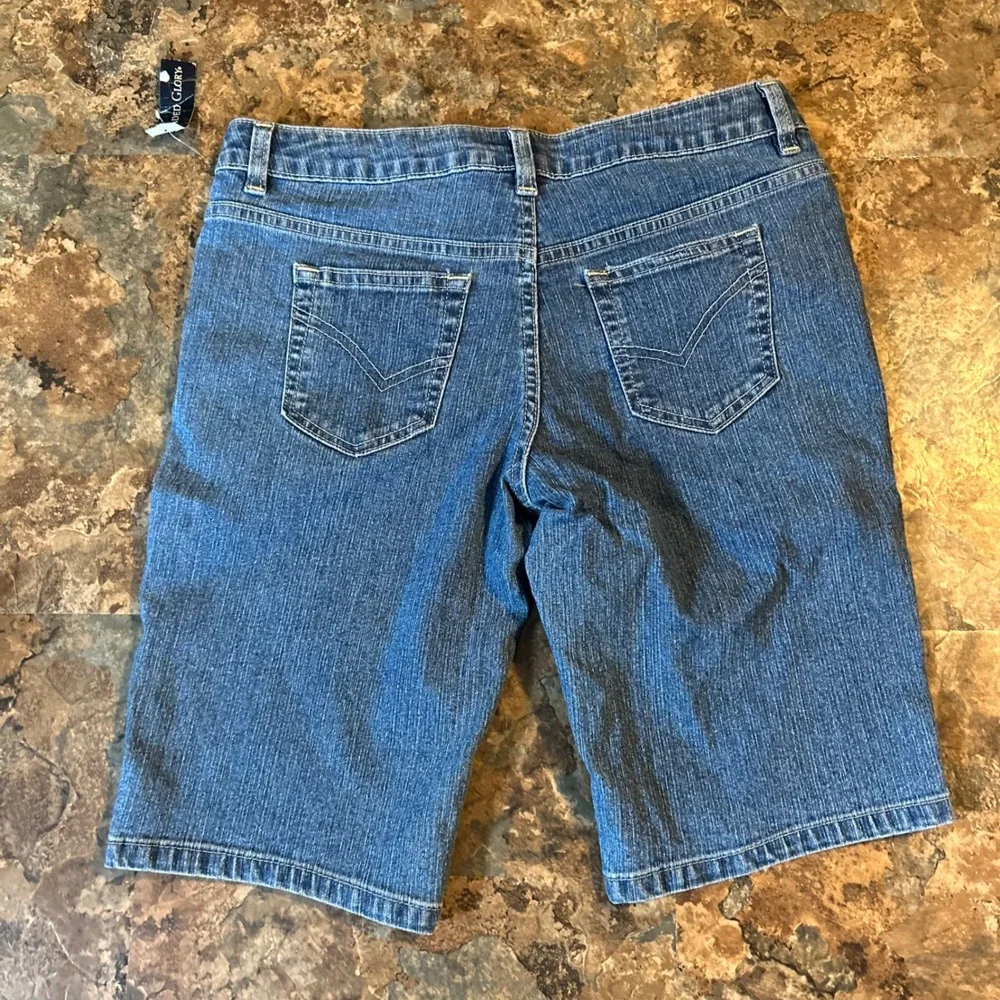 Vintage Faded Glory Jean Shorts Girls Size 14 Blue Denim Bermuda Short